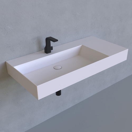 Immagine di Flaminia APPLIGHT 105 lavabo L.105 P.51 cm da appoggio, sospeso e top, con piano rubinetteria, senza troppopieno, colore bianco finitura lucido AP10551