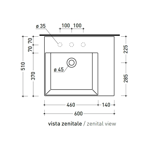 Immagine di Flaminia APPLIGHT 60 lavabo L.60 P.51 cm da appoggio, sospeso e top, con piano rubinetteria, senza troppopieno, colore bianco finitura lucido AP6051