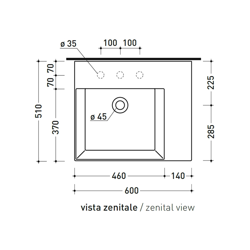 Immagine di Flaminia APPLIGHT 60 lavabo L.60 P.51 cm da appoggio, sospeso e top, con piano rubinetteria, senza troppopieno, colore bianco finitura lucido AP6051