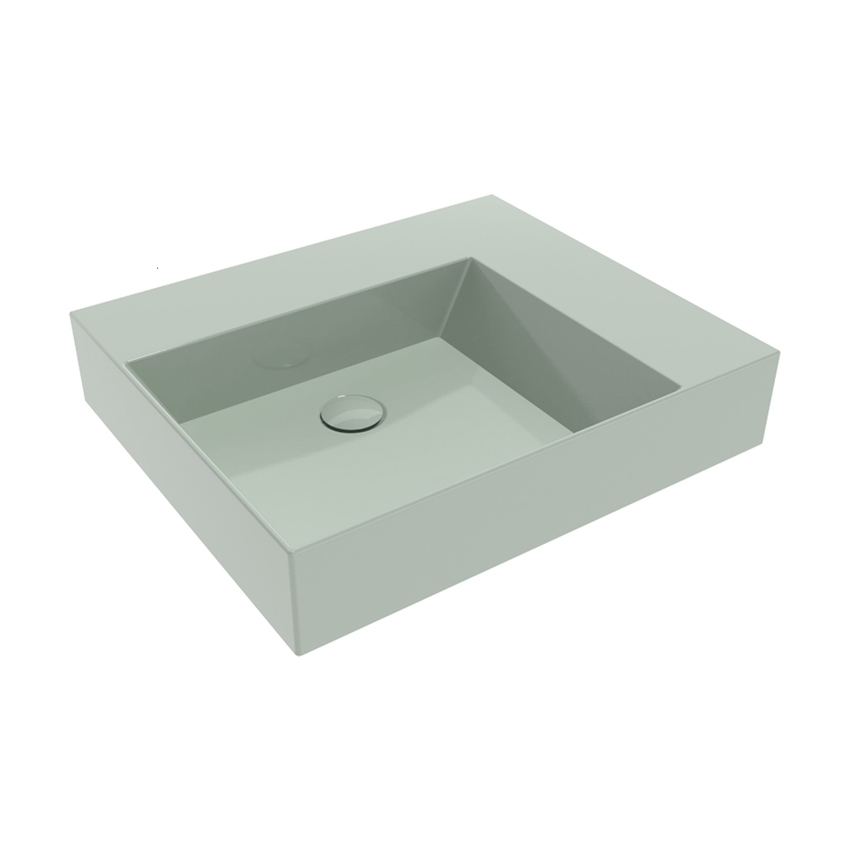 Immagine di Flaminia APPLIGHT 60 lavabo L.60 P.51 cm da appoggio, sospeso e top, con piano rubinetteria, senza troppopieno, colore verde giada finitura lucido AP6051VG
