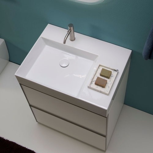 Immagine di Flaminia APPLIGHT 70 lavabo L.70 P.51 cm da appoggio, sospeso e top, con piano rubinetteria, senza troppopieno, colore bianco finitura lucido AP7051