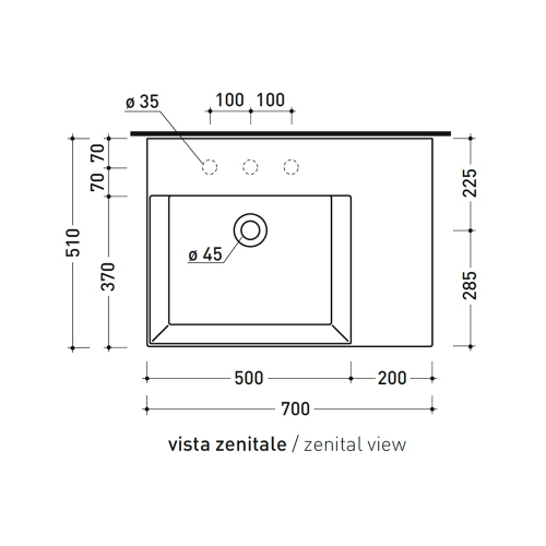 Immagine di Flaminia APPLIGHT 70 lavabo L.70 P.51 cm da appoggio, sospeso e top, con piano rubinetteria, senza troppopieno, colore bianco finitura lucido AP7051