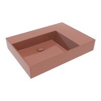 Immagine di Flaminia APPLIGHT 70 lavabo L.70 P.51 cm da appoggio, sospeso e top, con piano rubinetteria, senza troppopieno, colore terracotta finitura lucido AP7051TC