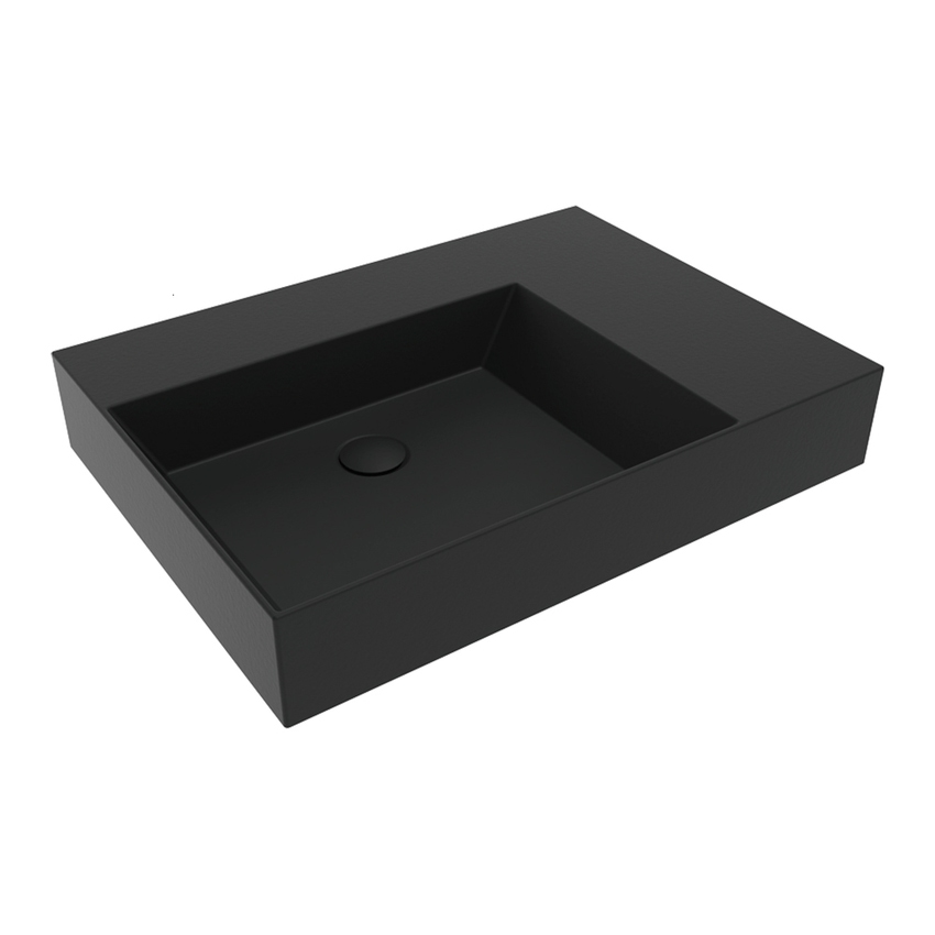 Immagine di Flaminia APPLIGHT 70 lavabo L.70 P.51 cm da appoggio, sospeso e top, con piano rubinetteria, senza troppopieno, colore carbone finitura opaco AP7051CAR
