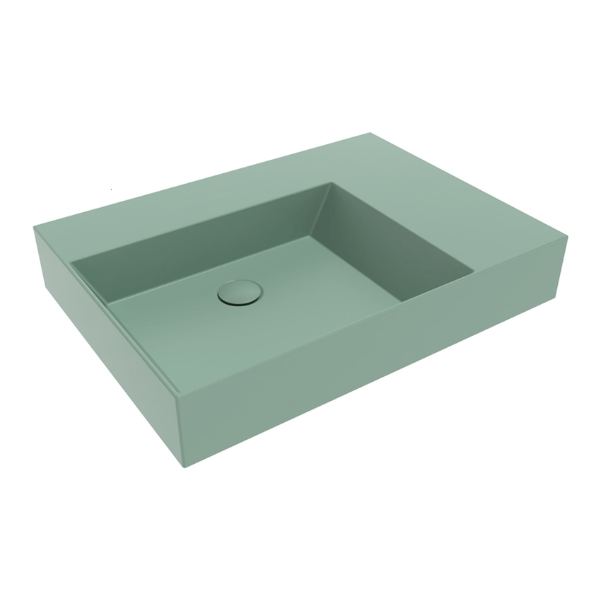 Immagine di Flaminia APPLIGHT 70 lavabo L.70 P.51 cm da appoggio, sospeso e top, con piano rubinetteria, senza troppopieno, colore menta finitura opaco AP7051ME