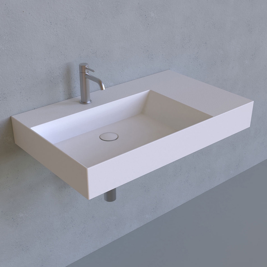 Immagine di Flaminia APPLIGHT 85 lavabo L.85 P.51 cm da appoggio, sospeso e top, con piano rubinetteria, senza troppopieno, colore bianco finitura lucido AP8551