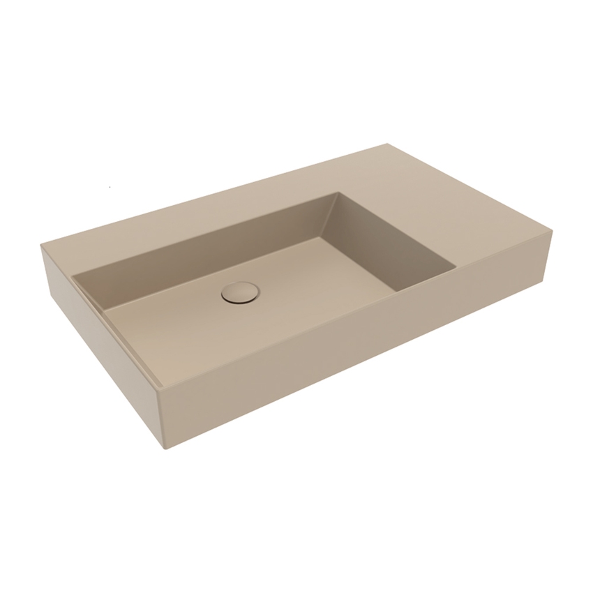 Immagine di Flaminia APPLIGHT 85 lavabo L.85 P.51 cm da appoggio, sospeso e top, con piano rubinetteria, senza troppopieno, colore argilla finitura opaco AP8551ARG