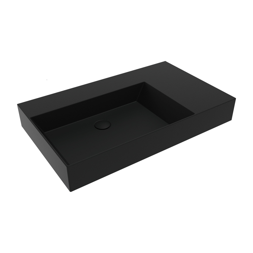 Immagine di Flaminia APPLIGHT 85 lavabo L.85 P.51 cm da appoggio, sospeso e top, con piano rubinetteria, senza troppopieno, colore carbone finitura opaco AP8551CAR