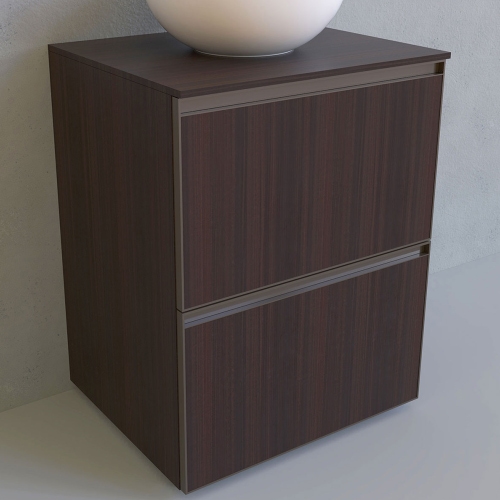 Immagine di Flaminia CUBIKA base portalabo L.60 P.50 cm a terra, con 2 cassetti, senza top, colore bianco finitura opaco CKDI02LBK