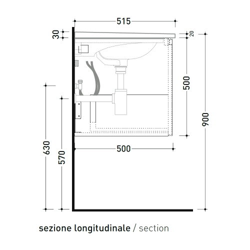 Immagine di Flaminia CUBIKA x BLOOM base sospesa L.70 P.50 cm, con 1 cassetto, per consolle Bloom 70 (non inclusa), colore bianco finitura opaco BCK876LBK