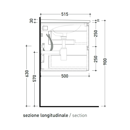Immagine di Flaminia CUBIKA x BLOOM base sospesa L.70 P.50 cm, con 2 cassetti, per consolle Bloom 70 (non inclusa), colore bianco finitura opaco BCK809LBK