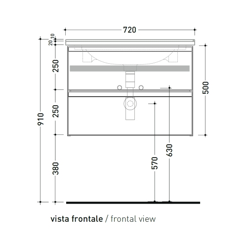 Immagine di Flaminia CUBIKA x BLOOM base sospesa L.70 P.50 cm, con 2 cassetti, per consolle Bloom 70 (non inclusa), colore bianco finitura opaco BCK809LBK