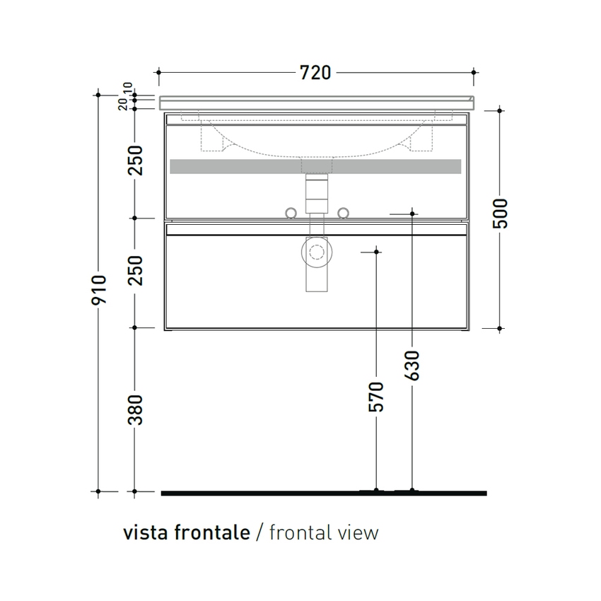 Immagine di Flaminia CUBIKA/BLOOM set con mobile sottolavabo L.70 cm, 2 cassetti, colore bianco finitura opaco e lavabo L.70 cm con troppopieno, colore bianco finitura lucido BCK809LBK+BM70L