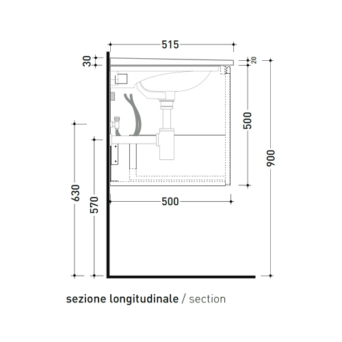 Immagine di Flaminia CUBIKA x BLOOM base sospesa L.85 P.50 cm, con 1 cassetto, per consolle Bloom 85 (non inclusa), colore bianco finitura opaco BCK879LBK
