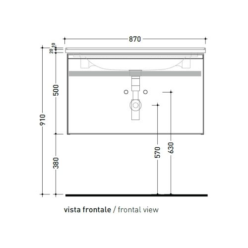 Immagine di Flaminia CUBIKA x BLOOM base sospesa L.85 P.50 cm, con 1 cassetto, per consolle Bloom 85 (non inclusa), colore bianco finitura opaco BCK879LBK