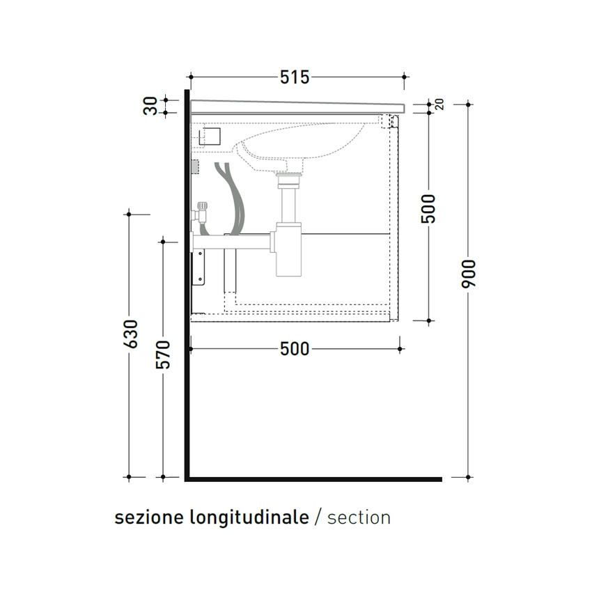 Immagine di Flaminia CUBIKA/BLOOM set con mobile sottolavabo L.85 cm, 1 cassetto, colore taupe finitura opaco e lavabo L.85 cm con troppopieno, colore bianco finitura lucido BCK879LTK+BM85L