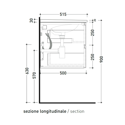 Immagine di Flaminia CUBIKA x BLOOM base sospesa L.85 P.50 cm, con 2 cassetti, per consolle Bloom 85 (non inclusa), colore bianco finitura opaco BCK815LBK
