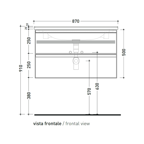 Immagine di Flaminia CUBIKA x BLOOM base sospesa L.85 P.50 cm, con 2 cassetti, per consolle Bloom 85 (non inclusa), colore bianco finitura opaco BCK815LBK