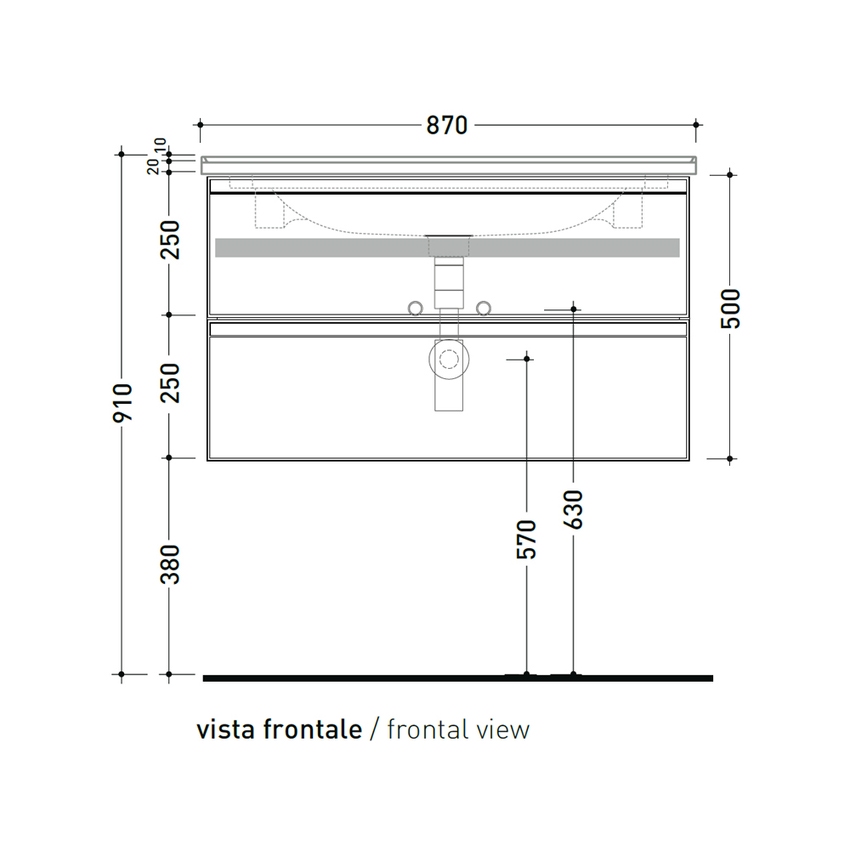 Immagine di Flaminia CUBIKA/BLOOM set con mobile sottolavabo L.85 cm, 2 cassetti, colore bianco finitura opaco e lavabo L.85 cm con troppopieno, colore bianco finitura lucido BCK815LBK+BM85L