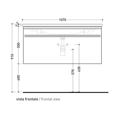 Immagine di Flaminia CUBIKA x BLOOM base sospesa L.105 P.50 cm, con 1 cassetto, per consolle Bloom 105 (non inclusa), colore bianco finitura opaco BCK893LBK