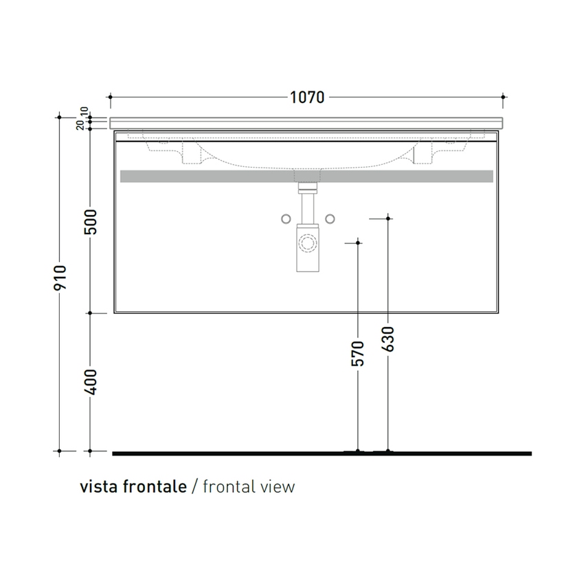 Immagine di Flaminia CUBIKA/BLOOM set con mobile sottolavabo L.105 cm, 1 cassetto, colore bianco finitura opaco e lavabo L.105 cm con troppopieno, colore bianco finitura lucido BCK893LBK+BM105L