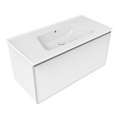 Immagine di Flaminia CUBIKA x BLOOM base sospesa L.105 P.50 cm, con 1 cassetto, per consolle Bloom 105 (non inclusa), colore bianco finitura opaco BCK893LBK