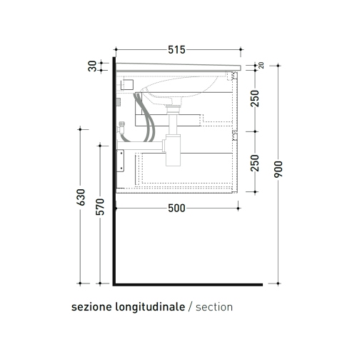 Immagine di Flaminia CUBIKA x BLOOM base sospesa L.105 P.50 cm, con 2 cassetti, per consolle Bloom 105 (non inclusa), colore bianco finitura opaco BCK839LBK