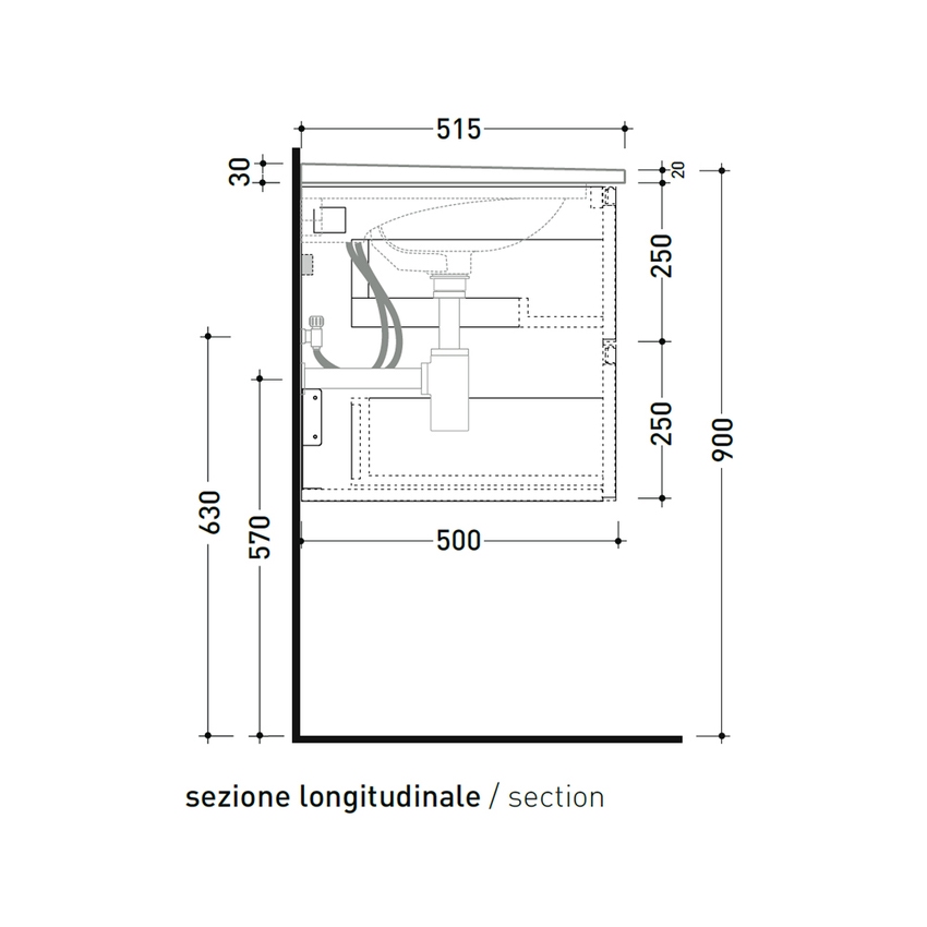 Immagine di Flaminia CUBIKA/BLOOM set con mobile sottolavabo L.105 cm, 2 cassetti, colore bianco finitura opaco e lavabo L.105 cm con troppopieno, colore bianco finitura lucido BCK839LBK+BM105L