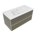Immagine di Flaminia CUBIKA x BLOOM base sospesa L.105 P.50 cm, con 2 cassetti, per consolle Bloom 105 (non inclusa), colore verde palude finitura opaco BCK839LVK