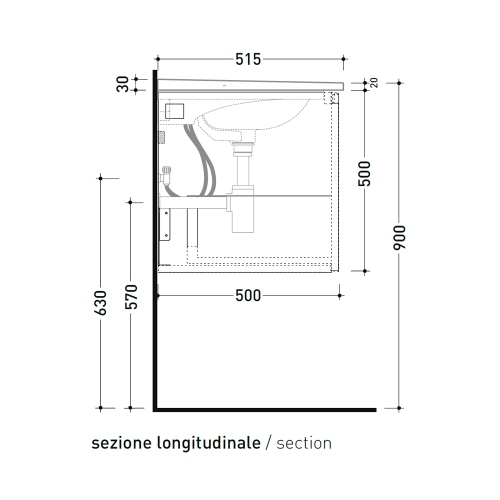Immagine di Flaminia CUBIKA x BLOOM base sospesa L.120 P.50 cm, con 1 cassetto, per consolle Bloom 120 (non inclusa), colore bianco finitura opaco BCK945LBK