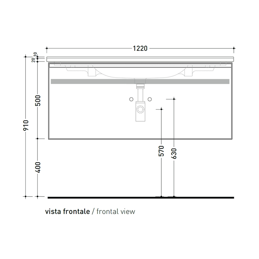 Immagine di Flaminia CUBIKA/BLOOM set con mobile sottolavabo L.120 cm, 1 cassetto, colore bianco finitura opaco e lavabo L.120 cm con troppopieno, colore bianco finitura lucido BCK945LBK+BM120L