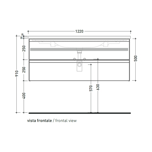 Immagine di Flaminia CUBIKA x BLOOM base sospesa L.120 P.50 cm, con 2 cassetti, per consolle Bloom 120 (non inclusa), colore bianco finitura opaco BCK949LBK