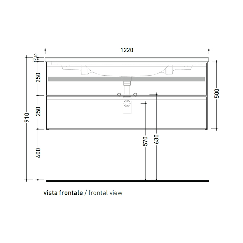 Immagine di Flaminia CUBIKA/BLOOM set con mobile sottolavabo L.120 cm, 2 cassetti, colore bianco finitura opaco e lavabo L.120 cm con troppopieno, colore bianco finitura lucido BCK949LBK+BM120L