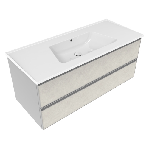 Immagine di Flaminia CUBIKA x BLOOM base sospesa L.120 P.50 cm, con 2 cassetti, per consolle Bloom 120 (non inclusa), finitura fokos sale BCK949GSK