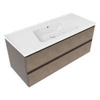 Immagine di Flaminia CUBIKA x BLOOM base sospesa L.120 P.50 cm, con 2 cassetti, per consolle Bloom 120 (non inclusa), finitura fokos terra BCK949GTK