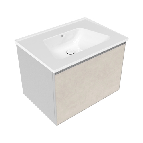 Immagine di Flaminia CUBIKA/BLOOM set con mobile sottolavabo L.70 cm, 1 cassetto, finitura fokos sale e lavabo L.70 cm con troppopieno, colore bianco finitura lucido BCK876GSK+BM70L