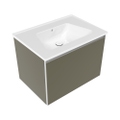 Immagine di Flaminia CUBIKA/BLOOM set con mobile sottolavabo L.70 cm, 1 cassetto, colore verde palude finitura opaco e lavabo L.70 cm con troppopieno, colore bianco finitura lucido BCK876LVK+BM70L
