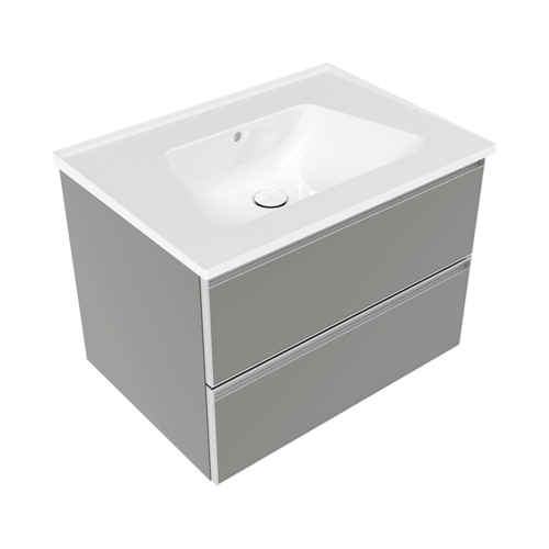 Immagine di Flaminia CUBIKA/BLOOM set con mobile sottolavabo L.70 cm, 2 cassetti, colore grey finitura opaco e lavabo L.70 cm con troppopieno, colore bianco finitura lucido BCK809LGK+BM70L