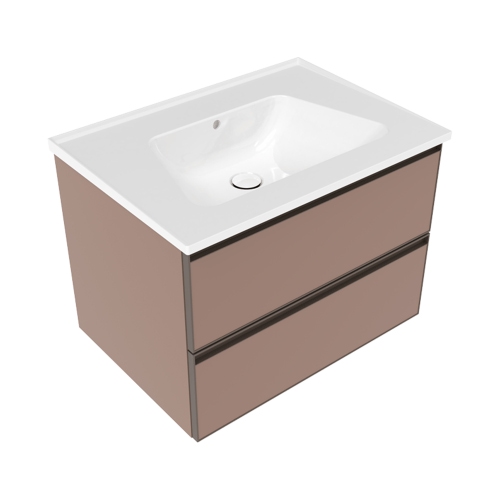 Immagine di Flaminia CUBIKA/BLOOM set con mobile sottolavabo L.70 cm, 2 cassetti, colore cipria finitura opaco e lavabo L.70 cm con troppopieno, colore bianco finitura lucido BCK809KLC+BM70L