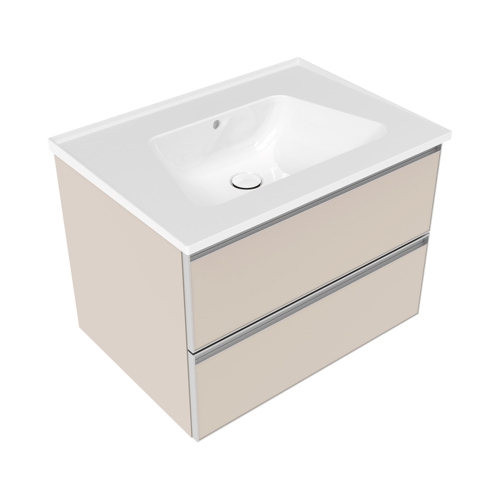 Immagine di Flaminia CUBIKA/BLOOM set con mobile sottolavabo L.70 cm, 2 cassetti, colore juta finitura opaco e lavabo L.70 cm con troppopieno, colore bianco finitura lucido BCK809LJK+BM70L