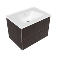 Immagine di Flaminia CUBIKA/BLOOM set con mobile sottolavabo L.70 cm, 2 cassetti, finitura eucalipto e lavabo L.70 cm con troppopieno, colore bianco finitura lucido BCK809LEK+BM70L