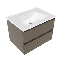 Immagine di Flaminia CUBIKA/BLOOM set con mobile sottolavabo L.70 cm, 2 cassetti, colore taupe finitura opaco e lavabo L.70 cm con troppopieno, colore bianco finitura lucido BCK809LTK+BM70L