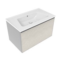 Immagine di Flaminia CUBIKA/BLOOM set con mobile sottolavabo L.85 cm, 1 cassetto, finitura fokos sale e lavabo L.85 cm con troppopieno, colore bianco finitura lucido BCK879GSK+BM85L