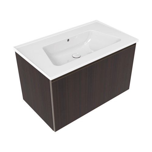 Immagine di Flaminia CUBIKA/BLOOM set con mobile sottolavabo L.85 cm, 1 cassetto, finitura eucalipto e lavabo L.85 cm con troppopieno, colore bianco finitura lucido BCK879LEK+BM85L