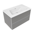 Immagine di Flaminia CUBIKA/BLOOM set con mobile sottolavabo L.85 cm, 2 cassetti, colore grey finitura opaco e lavabo L.85 cm con troppopieno, colore bianco finitura lucido BCK815LGK+BM85L