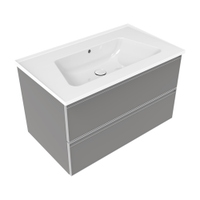 Immagine di Flaminia CUBIKA/BLOOM set con mobile sottolavabo L.85 cm, 2 cassetti, colore grey finitura opaco e lavabo L.85 cm con troppopieno, colore bianco finitura lucido BCK815LGK+BM85L