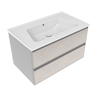 Immagine di Flaminia CUBIKA/BLOOM set con mobile sottolavabo L.85 cm, 2 cassetti, finitura fokos sale e lavabo L.85 cm con troppopieno, colore bianco finitura lucido BCK815GSK+BM85L