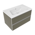 Immagine di Flaminia CUBIKA/BLOOM set con mobile sottolavabo L.85 cm, 2 cassetti, colore verde palude finitura opaco e lavabo L.85 cm con troppopieno, colore bianco finitura lucido BCK815LVK+BM85L