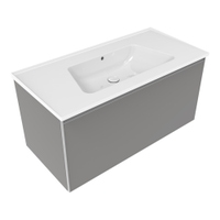 Immagine di Flaminia CUBIKA/BLOOM set con mobile sottolavabo L.105 cm, 1 cassetto, colore grey finitura opaco e lavabo L.105 cm con troppopieno, colore bianco finitura lucido BCK893LGK+BM105L