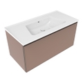 Immagine di Flaminia CUBIKA/BLOOM set con mobile sottolavabo L.105 cm, 1 cassetto, colore cipria finitura opaco e lavabo L.105 cm con troppopieno, colore bianco finitura lucido BCK893KLC+BM105L